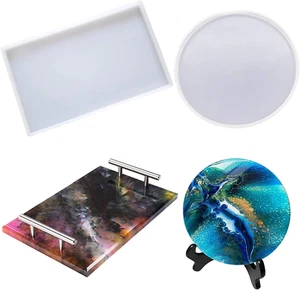 2Pack Large Resin Mold,Oversized Silicone Tray Molds for Epoxy Resin,Include Rou - Picture 1 of 12