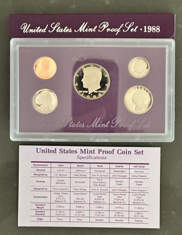 1988-S U.S. 5 COIN PROOF SET - IN MINT ORIGINAL PACKAGING - SUMMER SALE Cover