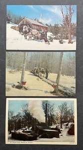 POSTCARD Lot - Sugaring in Vermont Horse Sap Maple Sugar Horses - Picture 1 of 3