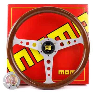 MOMO Heritage Indy Silver Woodgrain Mahogany Wood Steering Wheel 350mm - Picture 1 of 6