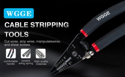 WGGE WG-013 Wire Stripper and Cutter 7'' ,Cuts, strips wire and loops 10-20 AWG