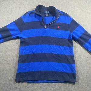 Polo Ralph Lauren Striped 1/4 Zip Pullover Sweater Boys Size Large Blue - Picture 1 of 8