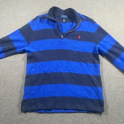 Polo Ralph Lauren Striped 1/4 Zip Pullover Sweater Boys Size Large Blue - Image 1 of 4