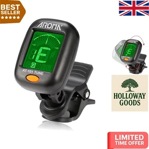 Professional Clip-On Tuner for Guitar, Ukulele, Bass & Violin - Battery Included - Picture 1 of 8