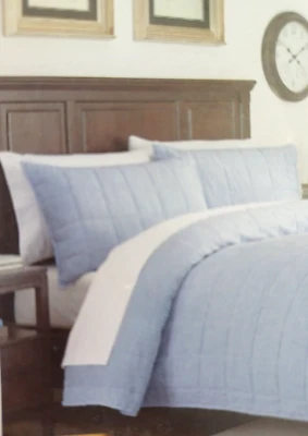 NUEVO (2) BROOKS BROTHERS King Shams 100% Lino Europeo Edredón Azul Cambray Foto 1 de 4