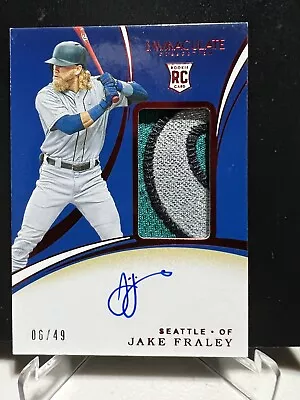 Jake Fraley 2020 Panini Immaculate Baseball RC Auto Patch Red Foil #6/49 - Image 1 of 4