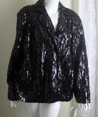 NWT Bamboo Traders Sz 2X SOFT Glam Brown Black Art-Wear Faux-Fur Blazer Jacket - Image 1 of 4
