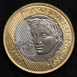 Brésil, 1 vraie pièce bi-métalique, KMNew 2024 - 30th Anniversary of Real - Bild 1 von 3