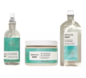 Bath & Body Works Aroma Eucalyptus & Lavender Body Scrub/ Wash & Mist 3 Pc New - Picture 1 of 1
