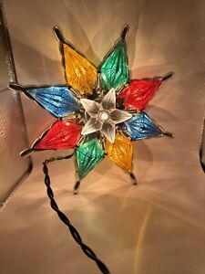 VTG Christmas Multi Colored Star Tree Top Ornament 8 Point Lighted Diamond 8”