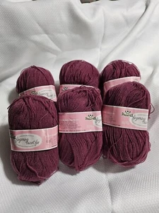 Lot of 6-Phentex Fingering Tricot Fin Yarn -Plum - Picture 1 of 3