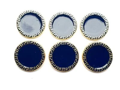 6 St Knöpfe Ösenknopf Metallknöpf Gold + Dunkelbau Metall Hohe Qualität - Bild 1 von 4