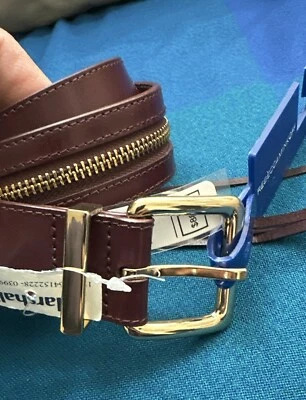 Cinturón de cuero marrón Rebecca Minkoff con bolsillo con cremallera. Foto 1 de 4