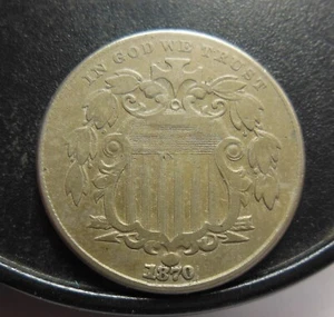 1870 SHIELD NICKEL, CLASHED WITH INDIAN HEAD PENNY, FS-05-1870-301 - Bild 1 von 3
