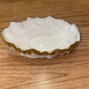 Vintage Lenox 6" Acanthus Leaf Gold Trim China Candy Dish Bowl #91-86 - Picture 1 of 7