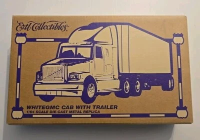 MARS Ertl Collectible White GMC Cab with Trailer 1/64 Scale Due-Cast T505  - Image 1 of 2