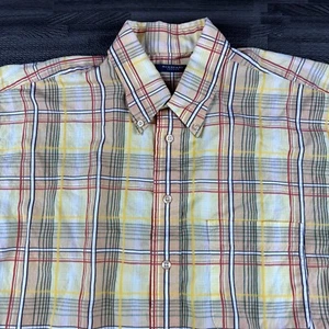 Burberry London Shirt Mens Large Yellow Plaid Long Sleeve Button Down Cotton USA - Picture 1 of 18