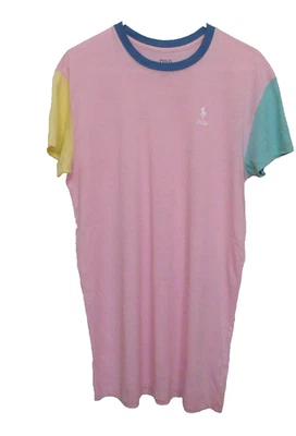 POLO Ralph Lauren Pink/Blue  Tee Cotton Blend Nightgown Shirt Size Small EUC - Image 1 of 4