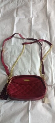 Joy&Iman Detachable Straps Red quilted leather crossbody handbag clutch purse - Image 1 of 4