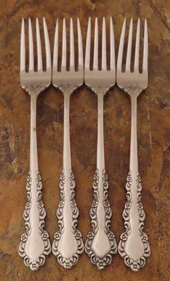 Oneida Shelley Cube Set of 4 Dinner Forks USA Stainless Flatware Lot C - Image 1 of 4