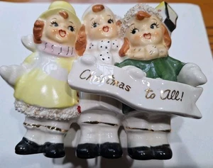 Vtg Thames Caroling Trio Merry Christmas To You All Wall Pocket Planter Figurine - Picture 1 of 12