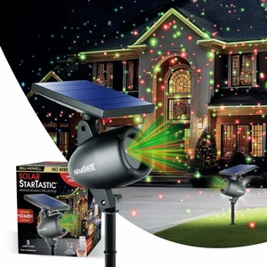 Bell + Howell Startastic Solar Outdoor Laser Christmas Projector Lights w Remote - Picture 1 of 8