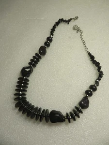 Vintage große Southwestern Stil schwarzer Onyx Perlen Halskette 76 g, Silber Kugel 16 Zoll - Bild 1 von 7