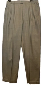 Zanella Herren grau kariert Wolle Hose 34x34 Italy Designer Vintage Plissee und Bündchen - Bild 1 von 7