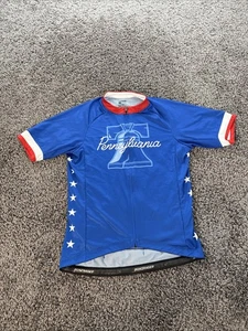 Bontrager Cycling Jersey Adult Medium Blue Full Zip Short Sleeve Pennsylvania - Picture 1 of 6