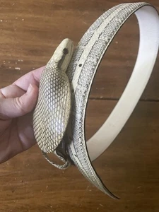 Cintura in pelle di serpente testa di serpente Cobra vera fatta a mano taglia 32 - Foto 1 di 15