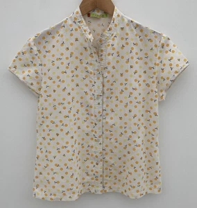 Madico Linen Blend Short Sleeve Ditsy Print Blouse Size 3 (Medium) - Picture 1 of 8
