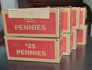 50 ROLL BANK SEALED BOXES OF LINCOLN PENNIES JUST ACQUIRED SEARCH FOR 2025 CENTS - Picture 1 of 1