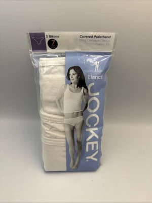 Jockey Elance Size 7 BIKINI 100% Cotton Underwear 3 Pair White - Image 1 of 4