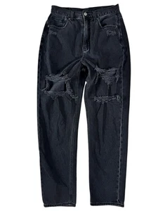 Pantalones de mezclilla para mujer American Eagle color carbón desgastados tiro alto talla 6R - Imagen 1 de 24