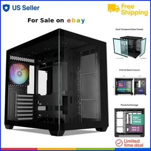 ATX PC Gehäuse Hartglas 270° Full View Gaming RGB Lüfter Unterstützung 360mm Radiator - Bild 1 von 11