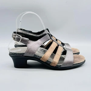 SAS Sandals Womens 7.5 Gray Leather Tripad Comfort Strappy Buckle Slingback - Picture 1 of 12