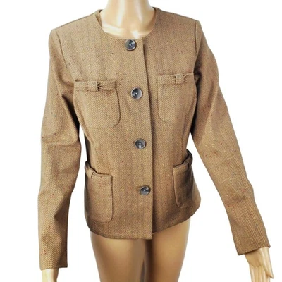 Blazer Cabi Tostado Color Penny Manchas Pequeño Espiga Academia Carrera Chaqueta Informal Foto 1 de 4