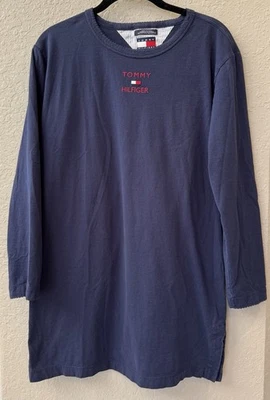 Camisón para mujer Tommy Hilfiger azul marino manga larga hasta la rodilla talla S/P Foto 1 de 3