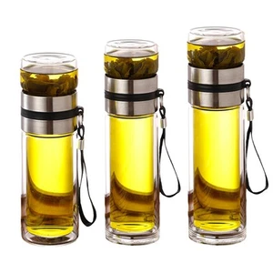 Glass Water Bottle Lightweight Tea Infuser Double Wall Glass Drinking - Picture 1 of 12