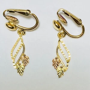 Coleman Black Hills Gold 10K Dangle Drop Earrings with Gold Filled Clip-Ons 2.9g - Picture 1 of 7