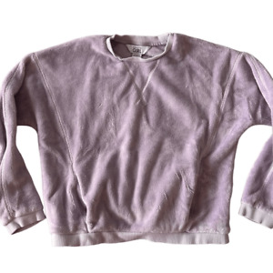 Athleta Girl Kids Size Small Pullover Fleece Crewneck Sweatshirt Purple Pockets