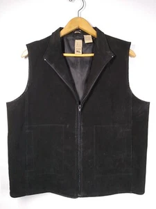 Black Suede Leather Biker Vest sz XL chest 22" - Picture 1 of 10