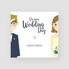 Personalised Handmade Wedding Card - Bride & Groom, On Your Wedding Day, Cute