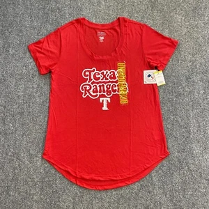 Texas Rangers Short Sleeve T-Shirt Womens Medium Red White Logo MLB Baseball NWT - Picture 1 of 15