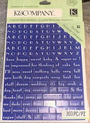 K & Company IG alfabeto azul aglomerado adhesivo palabras letras Tim Coffey pegatina Foto 1 de 2