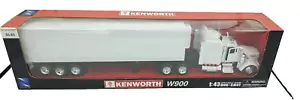 NEW RAY Longhauler KENWORTH W900 Semi Truck & Trailer 1:43 Scale WHITE - Picture 1 of 11
