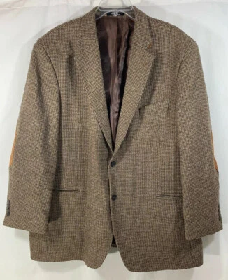 Casaco esportivo masculino lacrosse xadrez couro cotovelo almofadas tamanho (46) real - Imagem 1 de 4