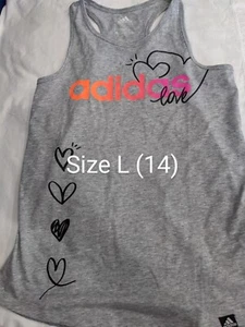 Girls NWT ADIDAS athletic tank top shirt sz L Lg 14 Gray - Picture 1 of 3
