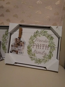 Farmhouse Picture Wreath Photo Frame Friends Faith Family 11 x 14 Wall decor - Picture 1 of 8