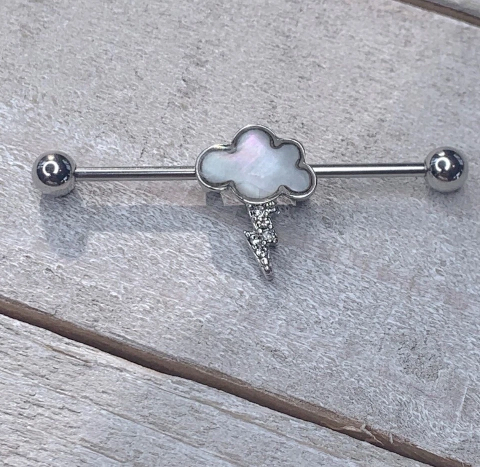 "Nuevo pendiente cartílago cartílago 1,5"" calibre 14 nube tormenta gema industrial" Foto 1 de 1